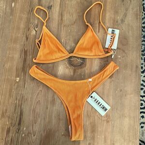 LAHANA SWIM PIPER BOTTOM (LG) TOP (MED) NEW WITH TAGS ORANGE